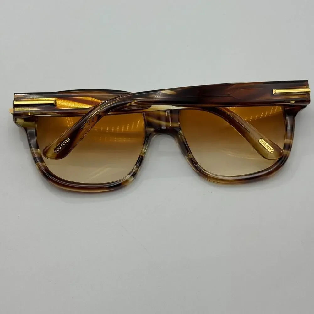 Tom Ford Sunglasses Icon FT1236 55F Havana Square Frame Brown Gradient Lens 58mm